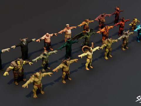 Complete Ogre T-Pose Pack 3D Model