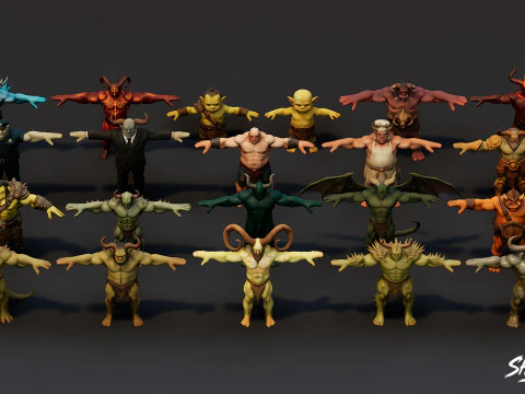 Complete Ogre T-Pose Pack 3D Model