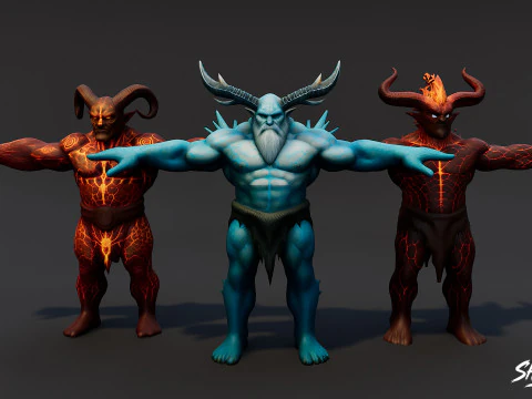 Complete Ogre T-Pose Pack 3D Model