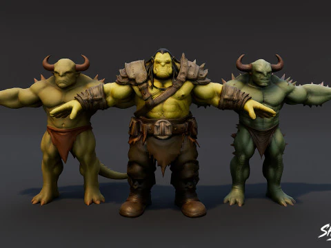 Complete Ogre T-Pose Pack 3D Model