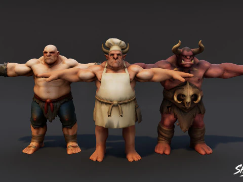 Complete Ogre T-Pose Pack 3D Model
