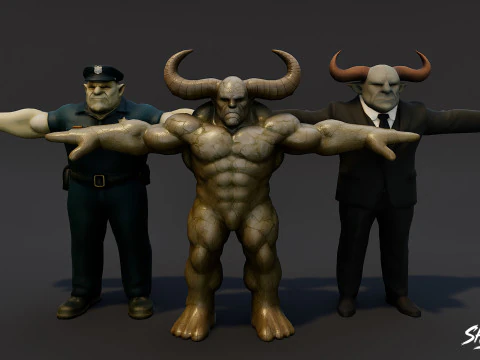 Complete Ogre T-Pose Pack 3D Model