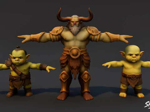 Complete Ogre T-Pose Pack 3D Model