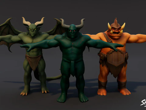 Complete Ogre T-Pose Pack 3D Model