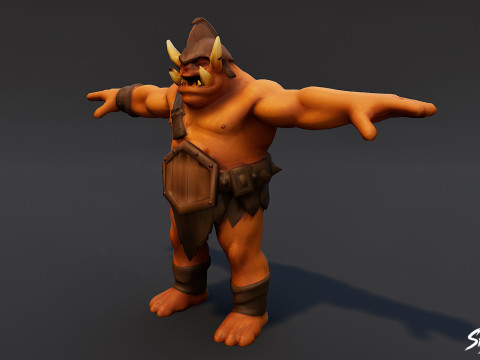 Paquete de pose T de ogro de bronce Modelo 3D