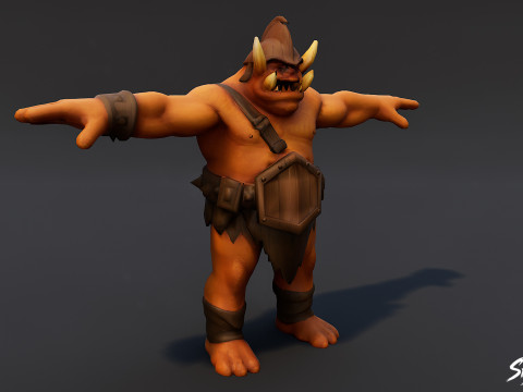 Paquete de pose T de ogro de bronce Modelo 3D