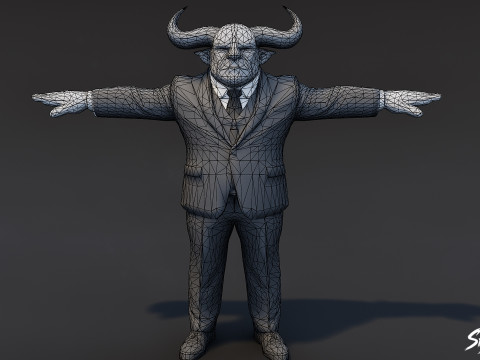 Zakelijk Ogre T-Pose-pakket 3D Model