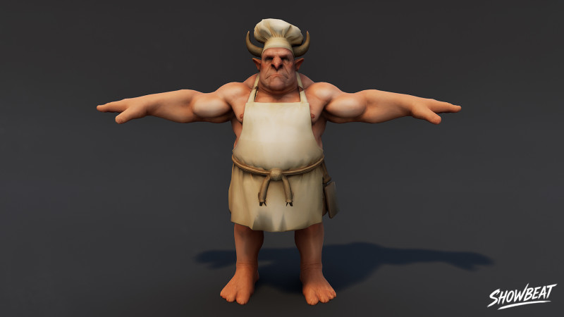 Шеф-кухар Огр T-Pose Pack 3D Модель .c4d .max .obj .3ds .fbx .stl .blend
