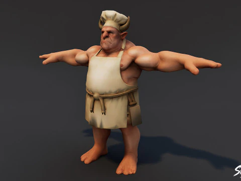 Chef Ogre T-Pose Pack 3D Model