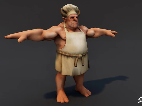 Chef Ogre T-Pose Pack 3D Model