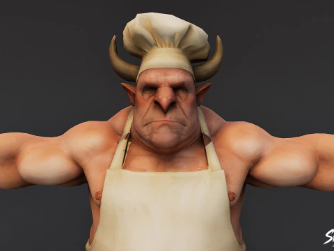 Chef Ogre T-Pose Pack 3D Model
