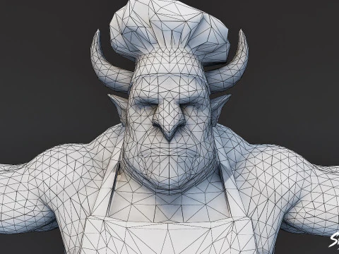 Chef Ogre T-Pose Pack 3D Model