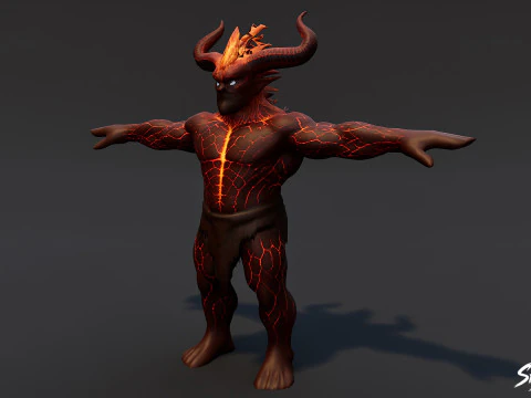 Fire Ogre T-Pose Pack 3D Model