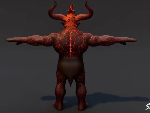 Fire Ogre T-Pose Pack 3D Model
