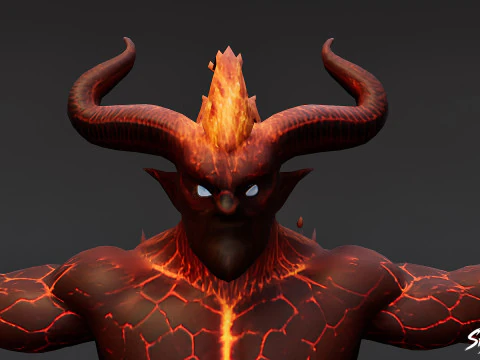 Fire Ogre T-Pose Pack 3D Model