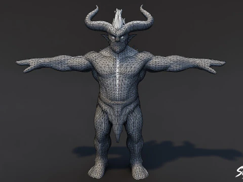 Fire Ogre T-Pose Pack 3D Model