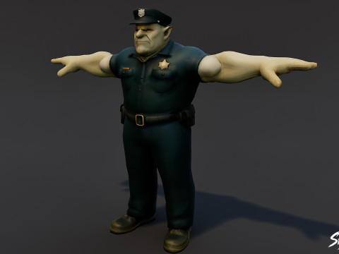 Paquete de pose T del ogro policial Modelo 3D