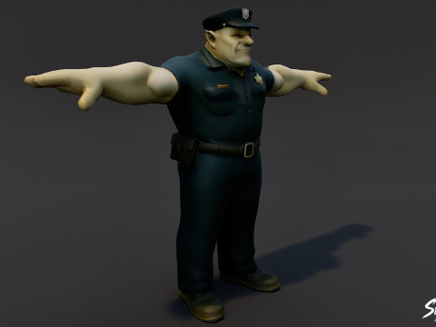 Paquete de pose T del ogro policial Modelo 3D