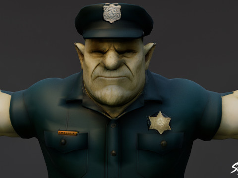 Paquete de pose T del ogro policial Modelo 3D