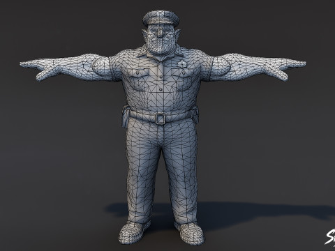 Paquete de pose T del ogro policial Modelo 3D
