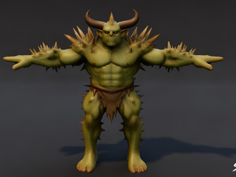 Paquete de pose T de ogro con púas Modelo 3D