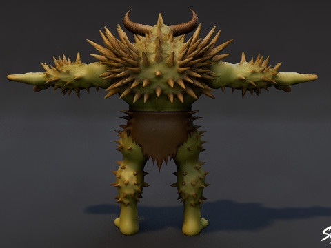 尖刺食人魔 T 字姿势包 3D 模型