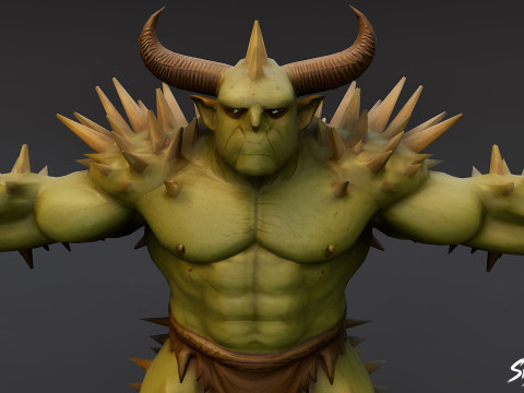 尖刺食人魔 T 字姿势包 3D 模型