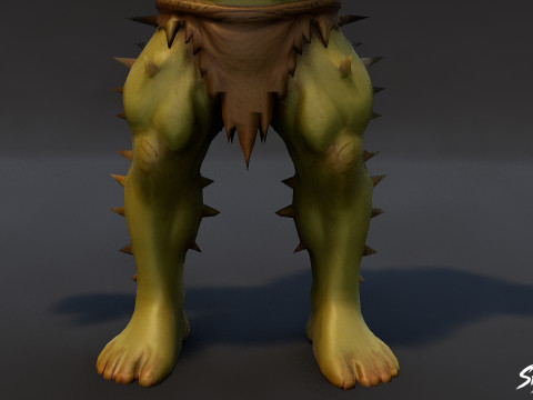 尖刺食人魔 T 字姿势包 3D 模型