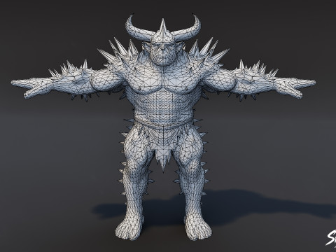 尖刺食人魔 T 字姿势包 3D 模型