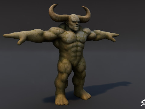 Stone Ogre T-Pose Pack 3D Model