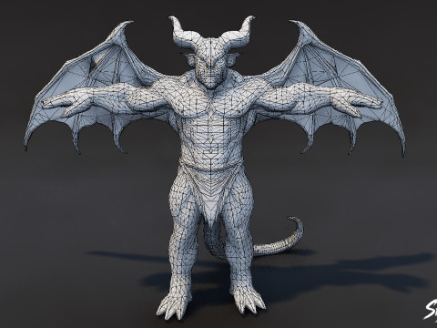 Gevleugelde Ogre T-Pose-pakket 3D Model