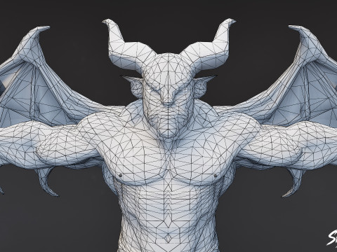 Gevleugelde Ogre T-Pose-pakket 3D Model