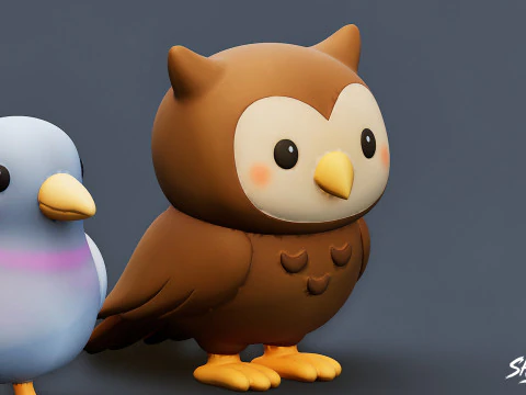 Cartoon Bird Plush Pack 3D Model