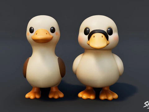 Cartoon Bird Plush Pack 3D Model