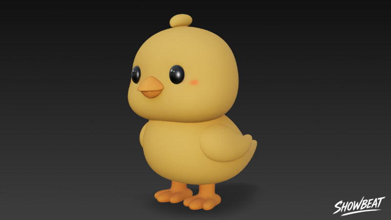 Мультяшная плюшевая цыпочка 3D Модель .c4d .max .obj .3ds .fbx .stl .blend 