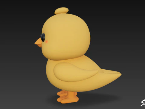 Cartoon Plush Chick 3D Model