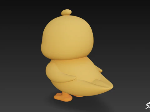 Cartoon Plush Chick 3D Model