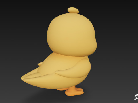 Мультяшная плюшевая цыпочка 3D Модель