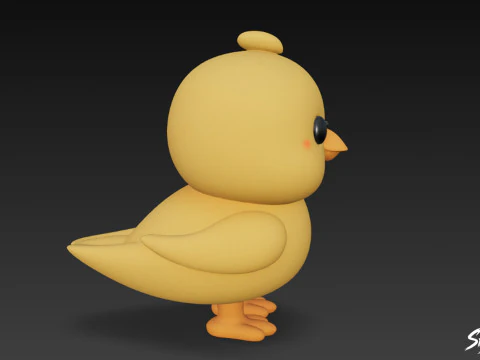Cartoon Plush Chick 3D Model