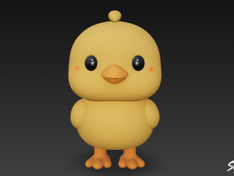 Мультяшная плюшевая цыпочка 3D Модель