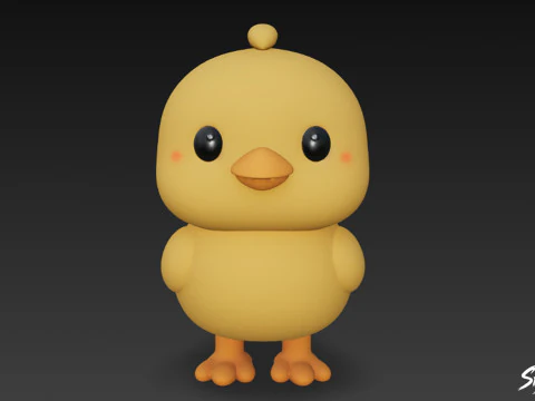 Cartoon Plush Chick 3D Model
