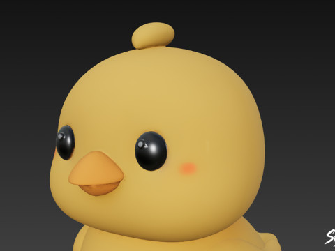 Мультяшная плюшевая цыпочка 3D Модель