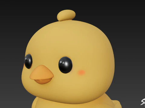 Cartoon Plush Chick 3D Model