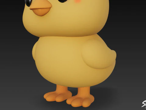 Cartoon Plush Chick 3D Model