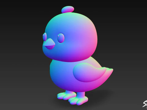 Cartoon Plush Chick 3D Model
