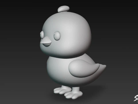 Cartoon Plush Chick 3D Model