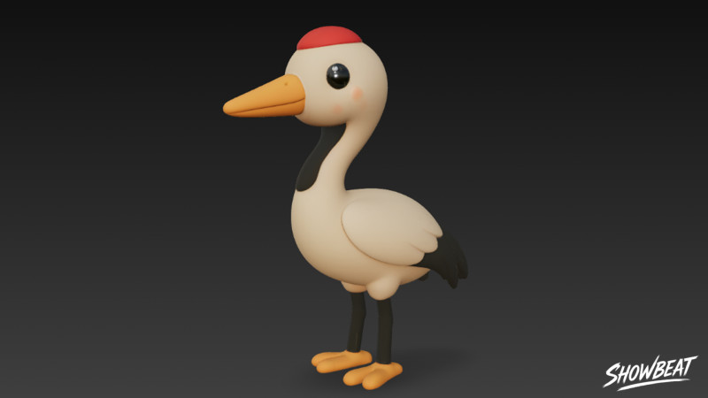 Мультяшный плюшевый журавль 3D Модель .c4d .max .obj .3ds .fbx .stl .blend