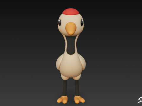 Мультяшный плюшевый журавль 3D Модель