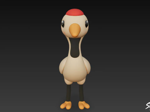 Cartoon Plush Crane 3D Model