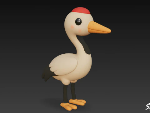 Cartoon Plush Crane 3D Model